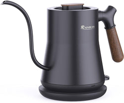 Designer Modern Long Spout Electric Cordless Compact Kettle Rapid Fast Boiling Wood/Black with Auto Shut Off