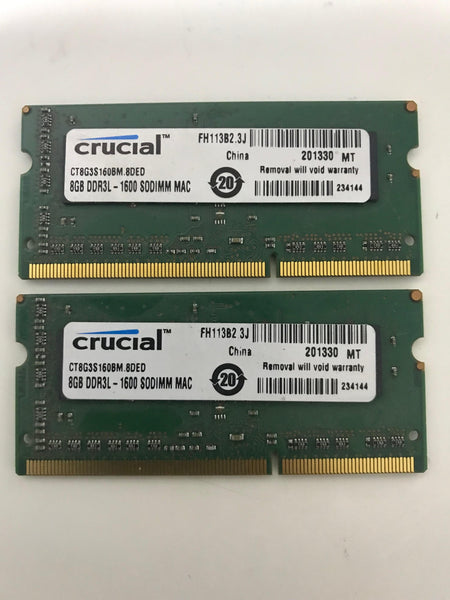 Apple Crucial 16GB DDR3L PC3L-12800 iMac 21.5" A1419 27" RAM Memory Kit 2x 8GB Upgrade CT8G3S160BM.8DED