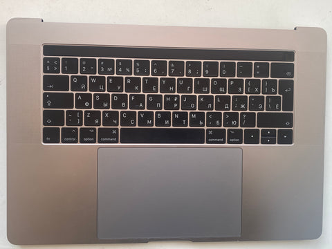 Apple MacBook Pro 15" A1707 2016 2017 Palmrest Grey US English Russian Keyboard Layout Trackpad Cable Touch Bar Space Grey Grade B