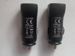 ALPINE Car Cigarette Lighter Phone Charger Dual USB Port Output 12V/5V 1A PACK 2x Black