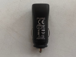 PURE Car Cigarette Lighter Phone/Dash Cam Charger Dual USB Port Output 12V/5V 1A Black
