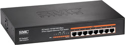 SMC Network 8 Port POE Gigabit Desktop Ethernet Switch 10/100/1000mbps SMCGS801P Steel Case