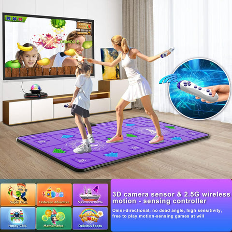 Wireless Double Dance Mat Motion Gaming 2 Player HD TV Electronic Exercise Game  + Yoga, Running + Socks/Gamepads HD Disco Ball