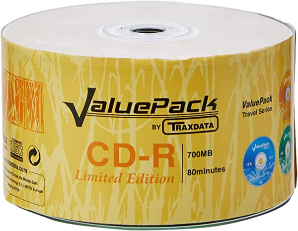 Traxdata Valuepack Blank Discs CD-R 80min 52x CDR 50pcs Pack 700mb Writeable CDs Limited Edition Cellophane Sealed