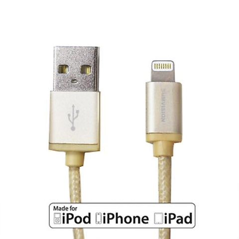 Lightning to USB Charge/Sync Data Cable Braided Gold Apple iPhone/iPad Air/Mini