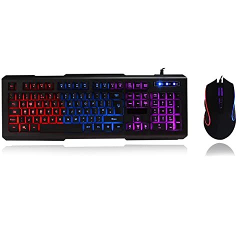 Jedel Wireless Gaming Keyboard and Optical Mouse Set UK Layout Black/Red WS880R