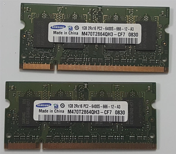 Samsung 2GB 2x1GB PC2-6400S Mac Memory DDR2 800mHz M470T2864QH3-CF7 iMac Sodimm