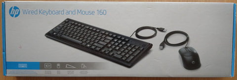 HP Wired Keyboard & Mouse 160 - QWERTY UK Layout - Black