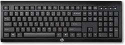 HP K2500 Black 2.4 GHz USB Wireless Keyboard (UK Keyboard Layout) - Full size, Home Office Working for Computer PC Laptop Desktop