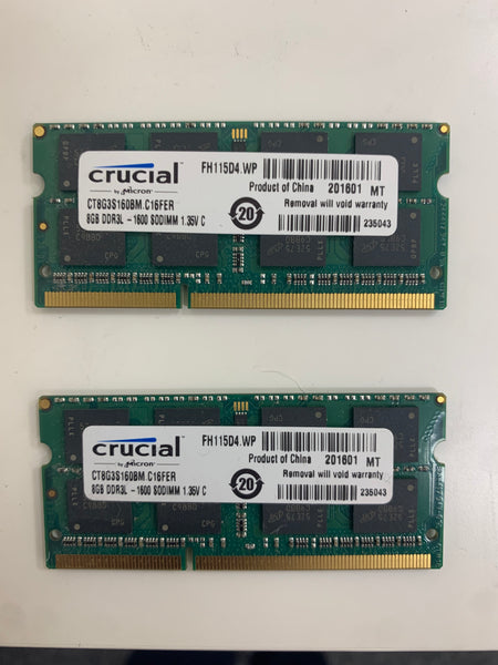 Apple Crucial 16GB DDR3L PC3L-12800 iMac MacBook Pro Memory Upgrade Kit 2x 8GB CT8G3S160BM.C16FER