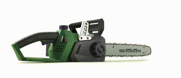POWERBASE 30cm 40v (2x20v) Cordless Garden Chainsaw Rechargeable 14" Handheld (Green/Black) GY1792