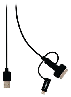 Valueline 3-in-1 Sync and Charge Cable A Male - Micro B Male 1.00 m Black + 30-Pin Dock Adapter / Lightning Adapter VLMP39410B1.00