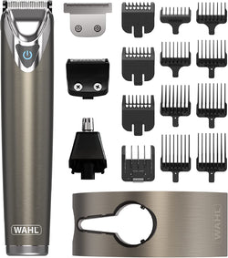 Wahl Stainless Steel 9 in 1 Multi-Groomer, Beard/Stubble Trimmer for Men, Hair Cutting, Nose Ear Trimmers, Male Grooming Set, Washable Heads, Cordless