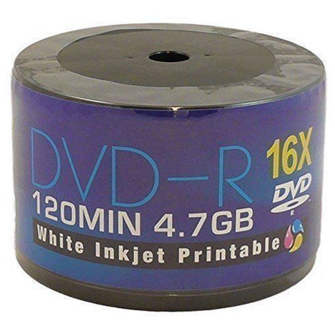 150 DVDs AONE DVD-R 16X Write Blank Discs FF White Inkjet Printable (Triple 50 S