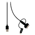 3-in-1 Sync and Charge Cable A Male - Micro B Male 1.00 m Black + 30-Pin Dock Ad