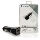 Konig Universal Car Charger Output 5V 1.2A 1x USB Black Mobile Phone Adapter iPhone / Samsung Galaxy