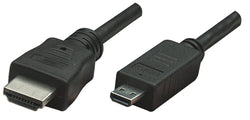 Manhattan 2m HDMI - HDMI cables (HDMI, Micro-HDMI, Male/Male, Nickel, Black)