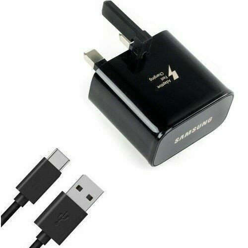 SAMSUNG GENUINE EP-TA20 FAST RAPID CHARGER + MICRO-USB CABLE BLACK UK WALL PLUG