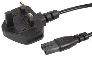 Playstation/Xbox/Stereo AC Power Cable Figure 8 (1.5m) 13Amp (Black) UK 3 pin Plug Mains Lead