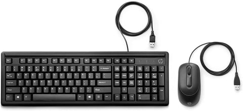 HP Wired PC Keyboard & Mouse 160 Combo Set, USB, Height Adjustable UK Layout + 1000 DPI Mouse, for Home Office Computer Windows Mac OS - Black