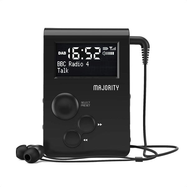 MAJORITY Petersfield Go Pocket Portable FM DAB+ Radio with Headphones/USB Cable & Lockable Buttons