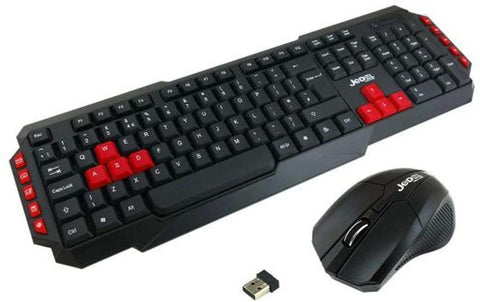 Jedel Wireless Gaming Keyboard and Optical Mouse Set UK Layout Black/Red WS880/RED